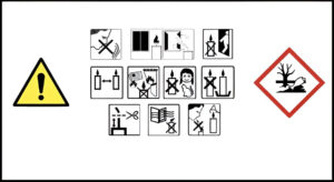 Pictogrammes de sécurité pour bougies, fondants et tablettes parfumées Enzo & Caly Création, indiquant les précautions d’usage : ne pas laisser une bougie allumée sans surveillance, éloigner des enfants, animaux et matières inflammables, ventiler la pièce et respecter les consignes d’utilisation. Présence de symboles d’avertissement et de danger environnemental.